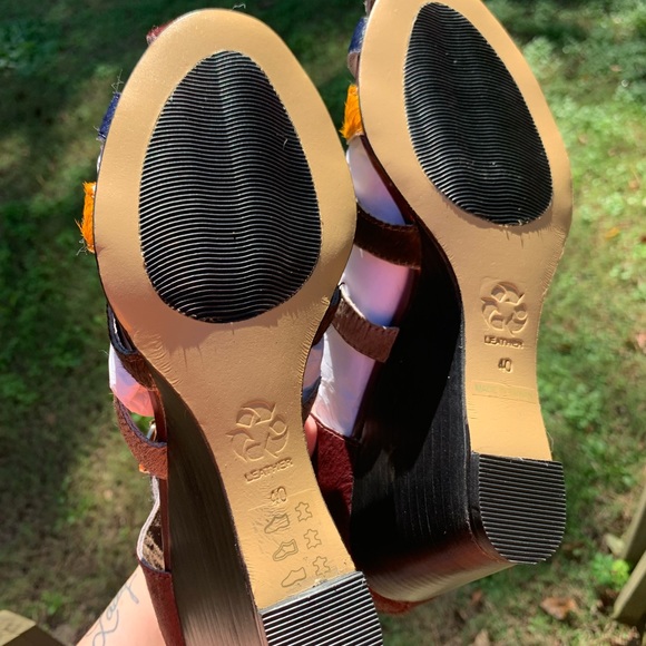 NWOT Cowhide Multi-Strap Wedge Heels - Picture 5 of 12